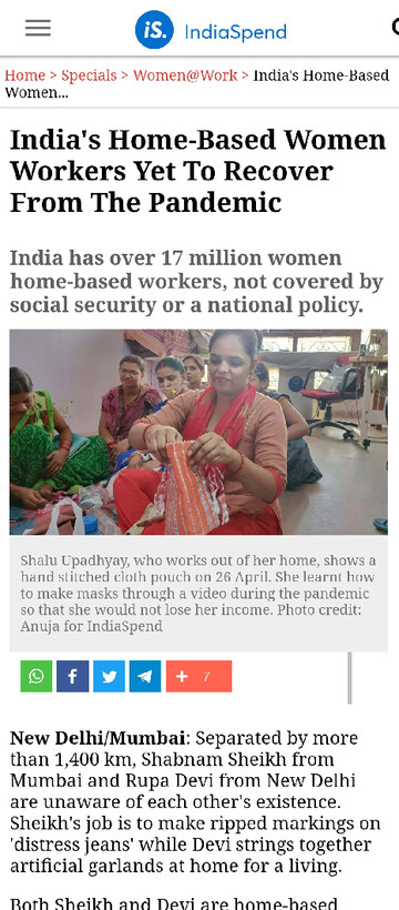 India's Home-Based Women Workers Yet to Recover