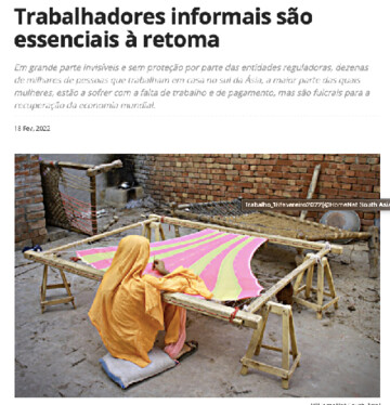 Trabalhadores informais são essenciais à retoma